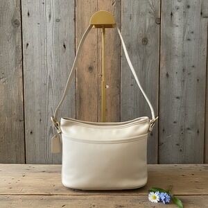 Vintage Coach Fletcher‎ Style Ivory Leather Bucket Crossbody USA Made